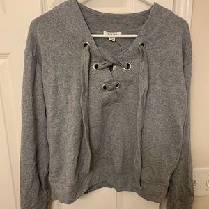 GARAGE Lace-Up Crop Sweater